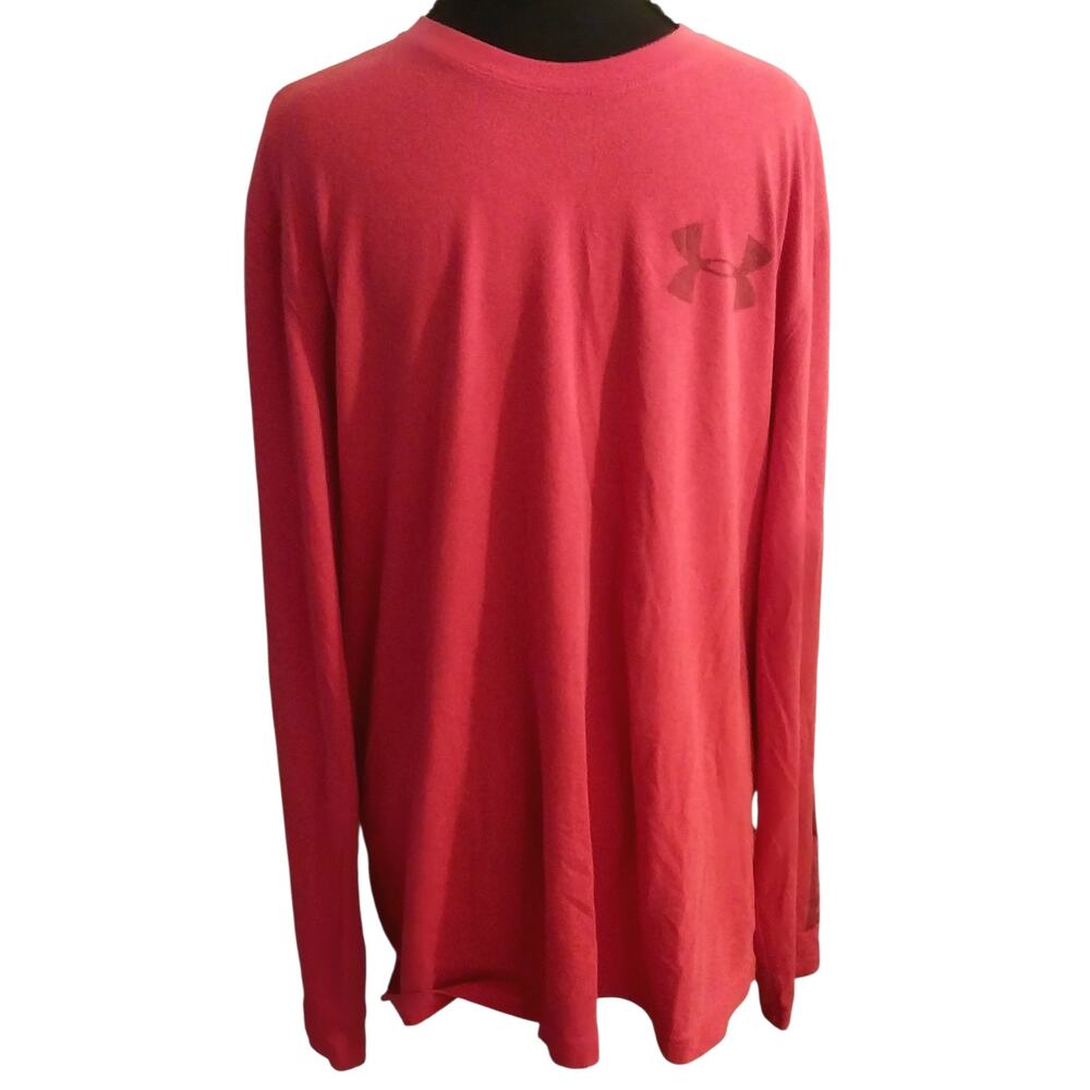 Under Armour Red Mens Med T-Shirt Long Sleeve Heat Gear Performance Athletic Top